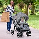 COSTWAY Geschwisterwagen klappbar, Zwillingswagen mit verstellbarer Rückenlehne & Verdeck, Reisebuggy mit Liegefunktion, Zwillingsbuggy Kinderwagen für Baby ab 6 Monate, 30 kg Belastbar (Grau)