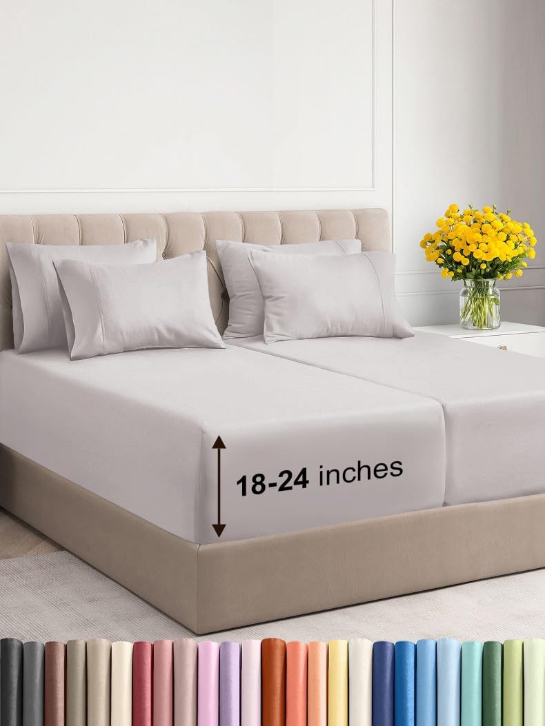 Extra Deep Split King Sheet Set (7pc) - Breathable, Wrinkle-Resistant