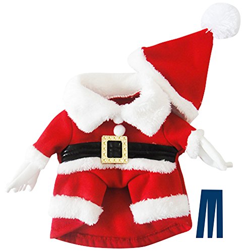 Mikayoo Christmas Costumes For Small Dog Medium Dog Or Cat, Santa Suit With Hat,Santa Dress With Hat, Santa Claus Costumes Christmas Holiday, Xmas Coat With Santa Hat, Xmas Dress With Santa Hat(L) #TOP1