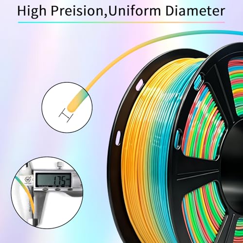 Image of Geeetech Rainbow PLA Filament 1.75mm, 3D Printer Multicolor Filament, Color Changing Filament 1kg (2.2lbs) 1 Spool, Dimensional Accuracy + /- 0.02 mm