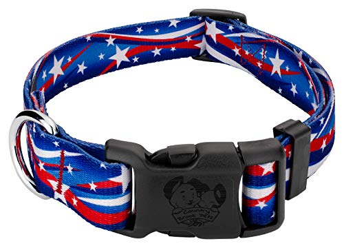 Country Brook Design - Deluxe Star Spangled Dog Collar - Made In The U.s.a. - Americana Collection With 5 Patriotic Designs (1 Inch, Large) #TOP5