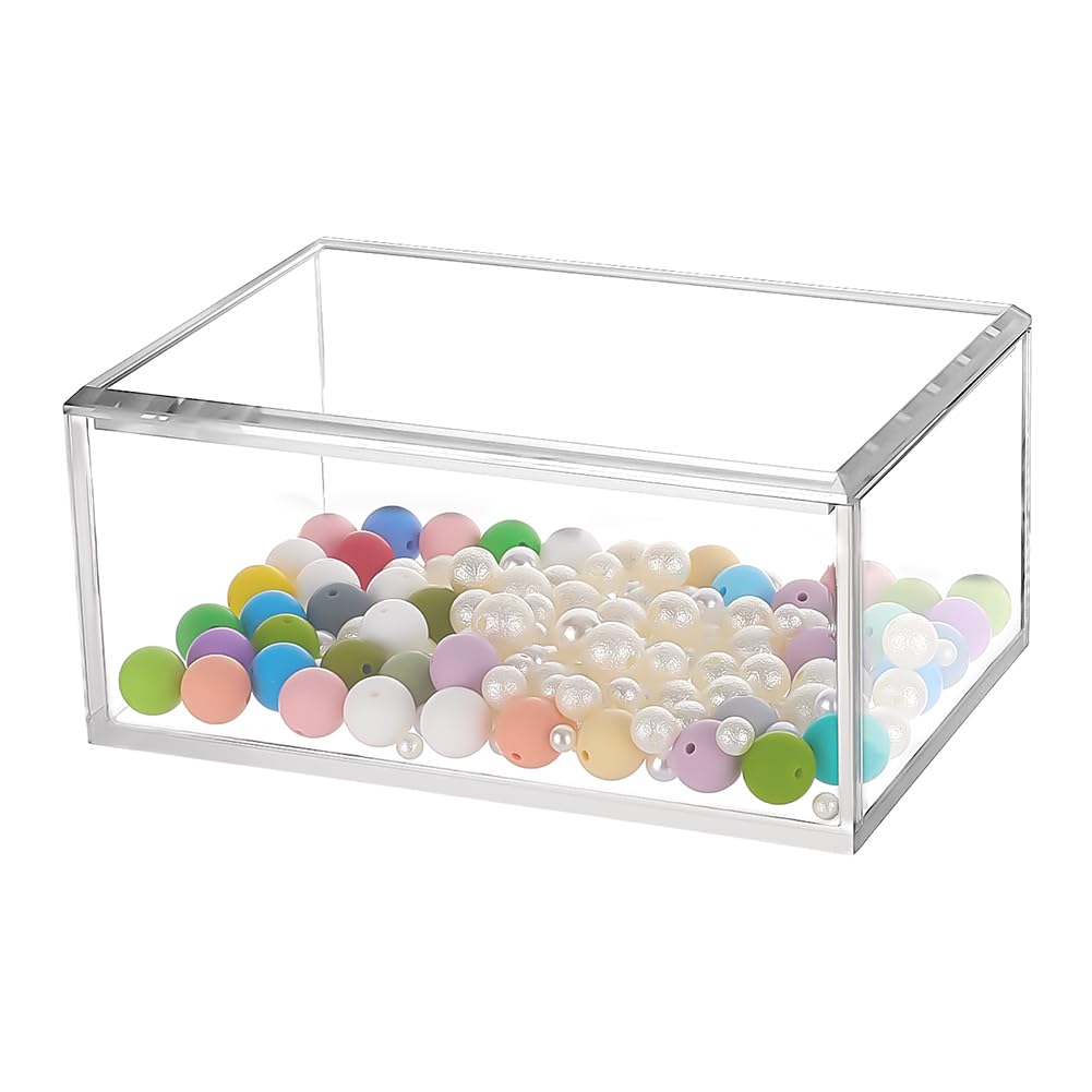 PH PandaHall Rechteckige Schmuckschatulle Aus Acryl Durchsichtige Acrylbox Mit Deckel Durchsichtiger Aufbewahrungsbehälter Schmuck Organizer Für Perlen Bastelarbeiten Büro Heimdekoration 17.5x12x8cm