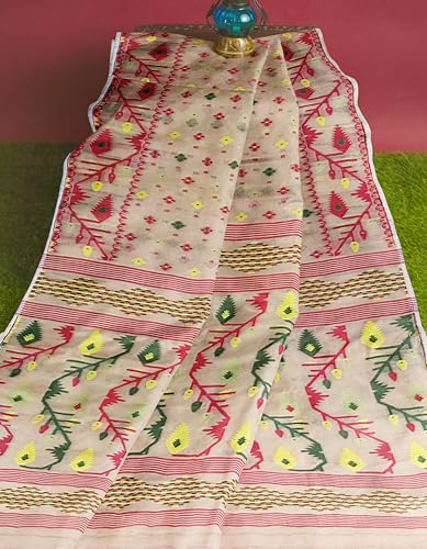 Image of Mayabi Women's Dhakai Jamdani Cotton Silk Saree Traditional Bengali Tant Korat Work, Without Blouse Piece
