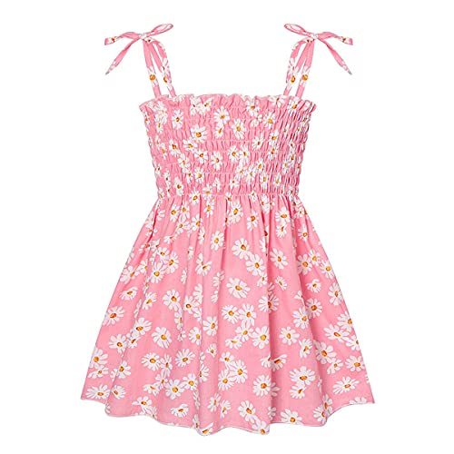Symunnia Toddler Baby Girl Dresses Sleeveless Spaghetti Straps Floral Princess Sundress Summer Clothes Outfits(2-3years Old,Pink/Floral)