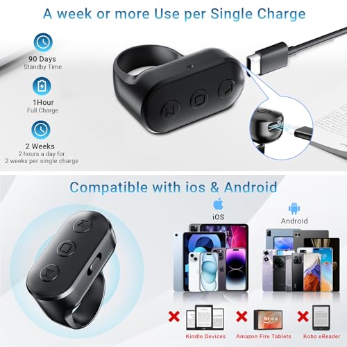 Image of Wireless Ring Remote for iPhone Android Camera with Zoom. Phone Front /Rear Camera Flip Shutter, Must Have Selfie Accessories for Content Creator Tiktok YouTube Photo Video Recording