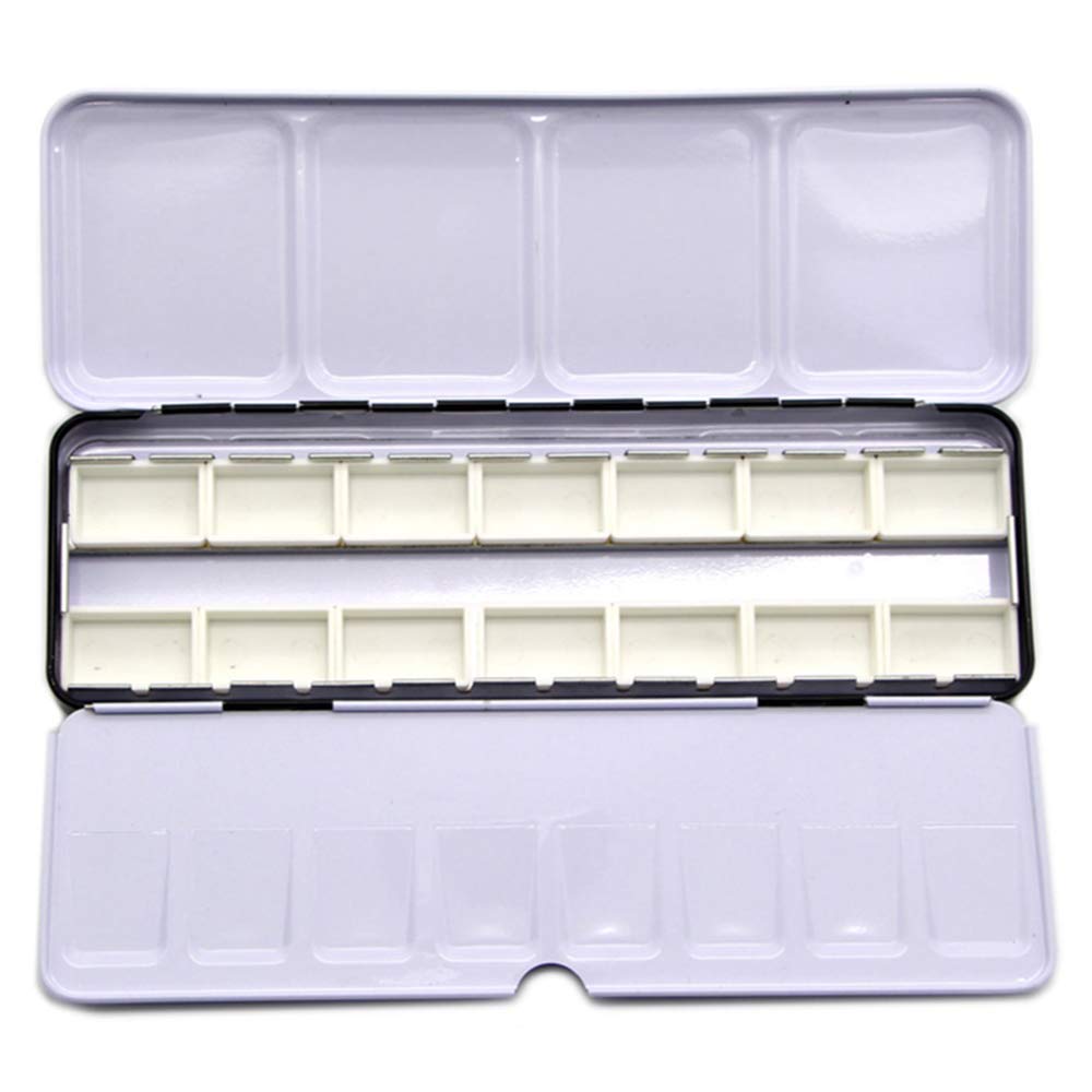 Looneng Empty Watercolor Palette Paint Case - Metal Tin Box with 14 Full Pans