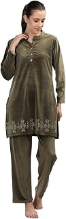 Duchess Women's Supersoft Velvet Printed Nightsuit for Winter wear