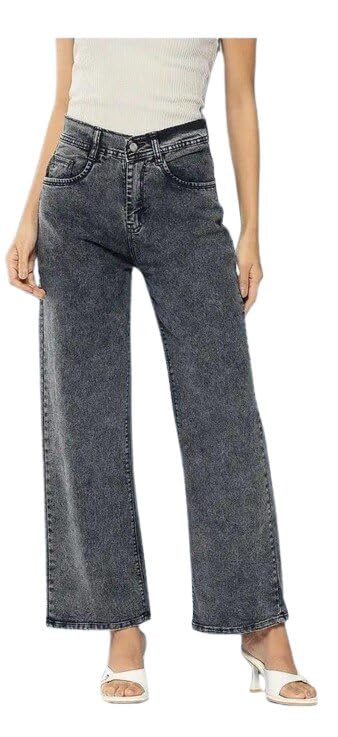 Women Girls High Waist Straight Fit Cotton Jeans Single Button Comfortable Daily Outfit-picture-28