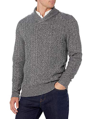 Goodthreads Men's Supersoft Shawl Collar Cable Knit Pullover Sweater, Charcoal, 3X-Large #TOP1