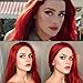 SAPPHIREWIGS Red Color Silky Soft Straight Type Heat Resistant Hair Hand Tied Cosplay Women Masquerade Makeup Party Synthetic Lace Front Daily Wigs