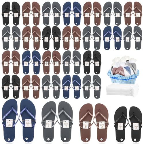 24 Pairs Flip Flop Sandals,Bulk Flip Flops for Wedding Hotel Guest Spa Slippers with Size Cards for Pool Beach Party
