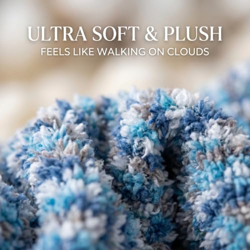 Image of Tipi Toe Womens Fuzzy Crew Socks with Anti Slip Grips Warm Cozy Fluffy Winter Slipper Socks Non Skid Home Socks for Women