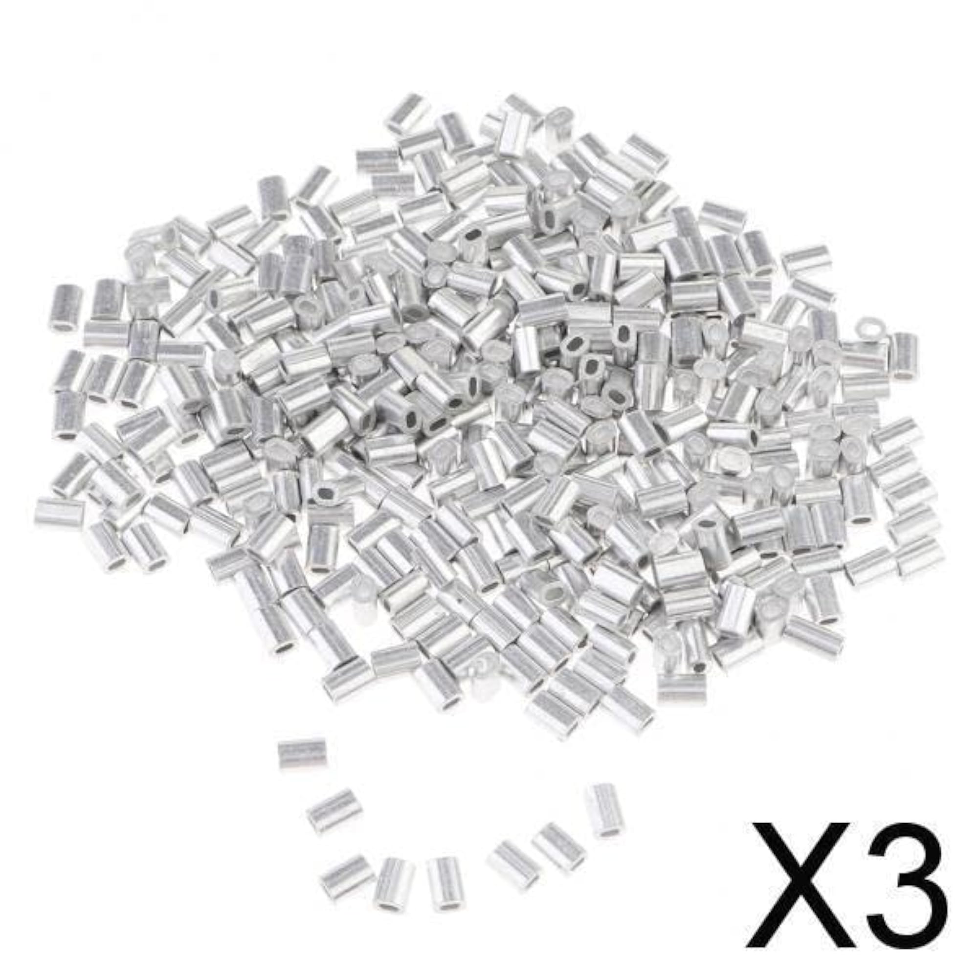 3x1000x Fishing Single Barrel Aluminium Crimp Connectors