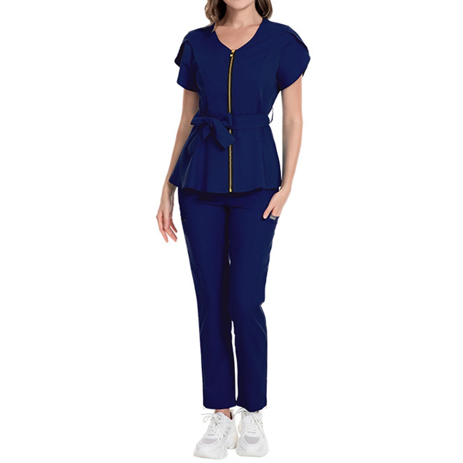 Generisch Uniforme médico para mujer, ropa de trabajo de enfermera, juego de 2 piezas, traje de protección para médicos, uniformes, ropa de trabajo, ropa de trabajo para enfermeras, médicos, ropa de