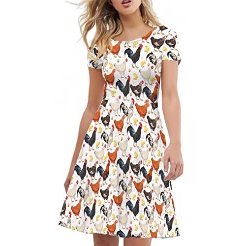 Image of Biyejit Women's Summer Casual Short Sleeve T-Shirt Swing Dress Crew Neck Plus Size S-4XL