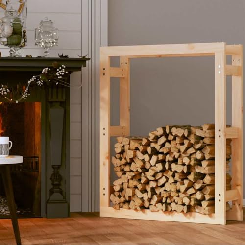 Range-bûches pin massif contre humidité : solution de rangement bois sec et stable