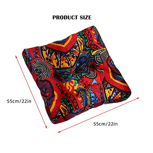 Kingsea Floor Pillow Large Floor Cushion Square Floor Pillows, Bohemian Seat Cushions Yoga Floor Pad For Living Room Outdoor Office Garden Decoration Tatami, 22X22 Inch, Red #TOP5
