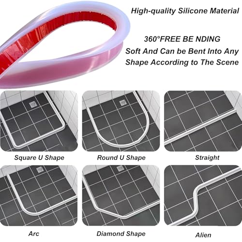 Dusche Schwallschutzleiste Selbstklebend 1.2M Schwallschutz Wasserstop per Dusche Silikon asserstopper Schwallschutz für Küchen Bäder Waschbecken (Transparent, 1.2M)