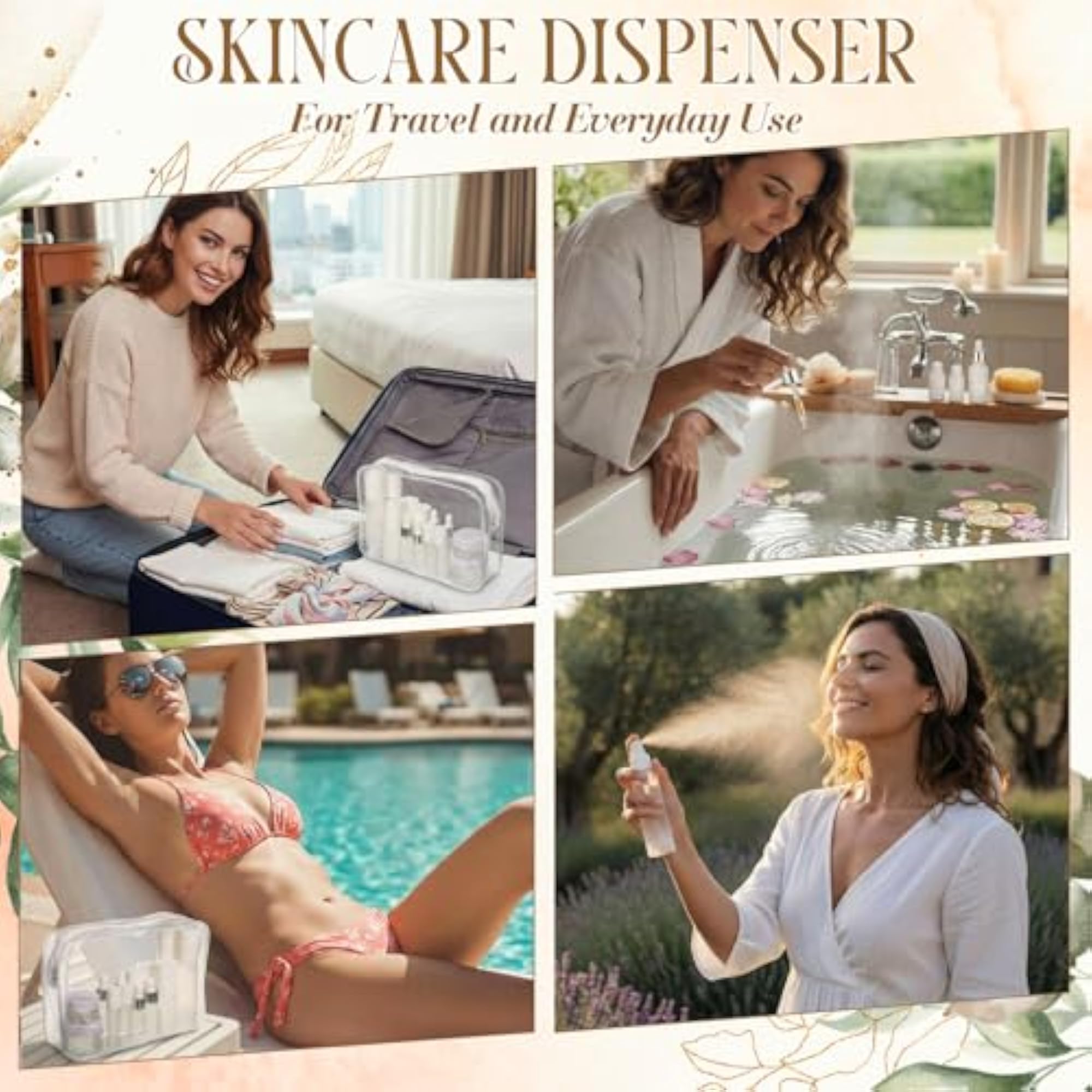 Glass Travel Skincare Containers Set, 27 Pack