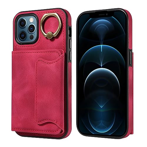 Coque iPhone 12 antichoc avec porte-carte et anneau rotatif à 360 degrés