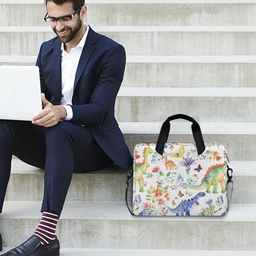 Funda portátil para laptop 15.6 pulgadas blanca con diseño de dinosaurio miniatura 3