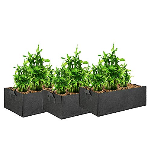 Mintice 3 Stück Wiederverwendbar Groß Pflanzen Tasche Pflanzenwuchsbeutel Pflanzsack Pflanzgefäßbehälter Töpfe Zuhause Garten für Kartoffel, Tomate, Karotte Schwarz (40 * 30 * 20cm)