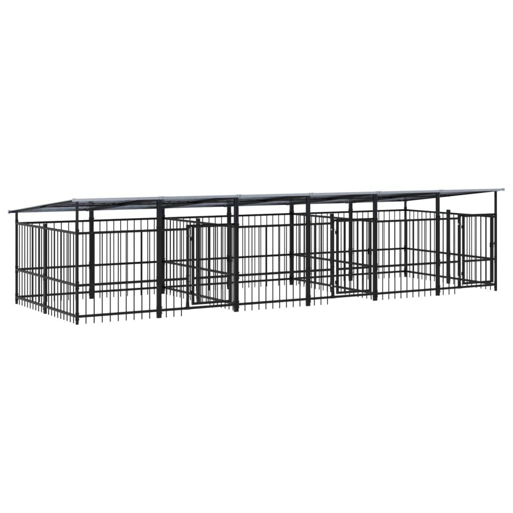 vidaXL Gabbia per Cani da Esterno con Tetto in Acciaio 11,26 m²