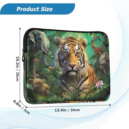Funda para portátil 13-14 pulgadas con diseño animales selva miniatura 3