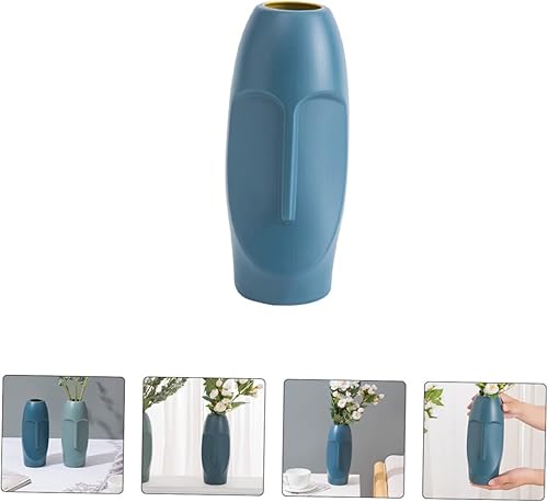 Miniatura 5 de VOSAREA Florero de esmalte de imitación de plástico, florero de arreglo floral, jarrón de boda, jarrón de flores, estatua, maceta, jarrón de flores