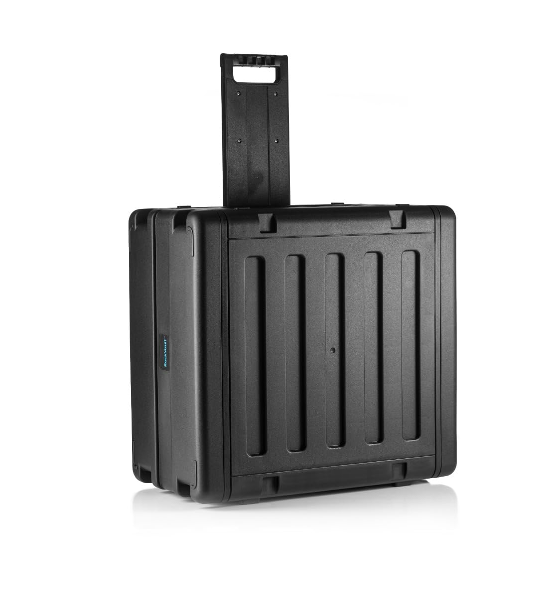 RackVault - Hartschalen Audiorack - 19 Zoll - 6U - 480 mm | mit Rollen und Trolley | Stapelbar Rack Gehäuse | Rackmount | Für industrielle und AV/Musik-Anwendungen | Schwarz