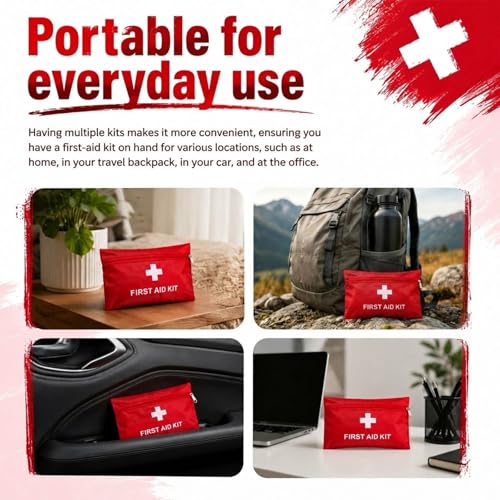 Image of First Aid Bags Empty,Mini First Aid Pouch Empty,Mini First Aid Kit Bulk,Zipper Pouches for Emergency,Travel and Outdoor (Red 30 Pack, 4.3 * 6.3 inch)