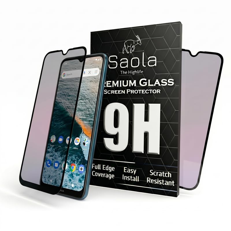 Image of Saola Ultra Privacy Tempered Glass For Nokia C21+ (PACK OF 1) with Free Installation Kit. Full screen Coverage. Free Replacement If Received Damaged - 6.52 inch