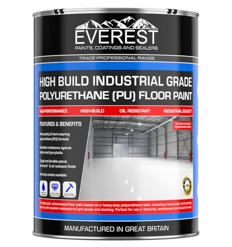 Everest Trade - Industrial Concrete Floor Paint - High Build Polyurethane Resin Based (Dark Grey, 5 Litre)