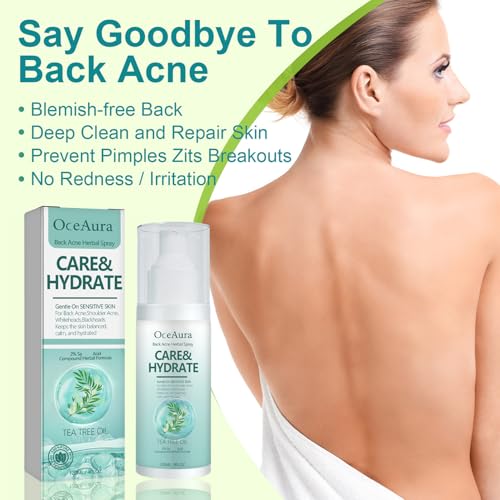 Back Acne Treatment Spray, Back & Body Acne Treatment, Acne Body Spray, Tea Tree Oil for Skin, Smooth Moisturiser for Acne Prone Skin, Acne Moisturiser Gentle Repair Back Shoulder/Body /Chest /Butt - Image 3