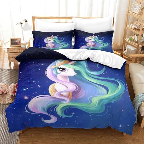 Housse de couette licorne haut de gamme parure lit super king 260x220cm microfibre finition éclair - 3