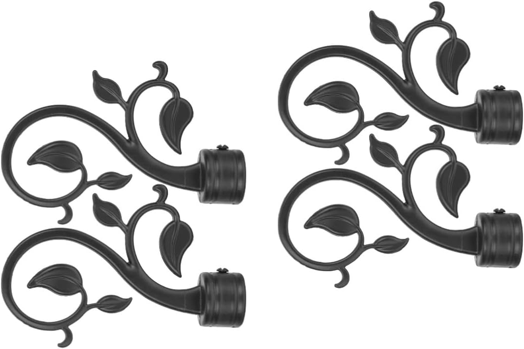 Curtain head, Curtain Rod Finials End Caps Pack Of 4 Aluminum Alloy Black