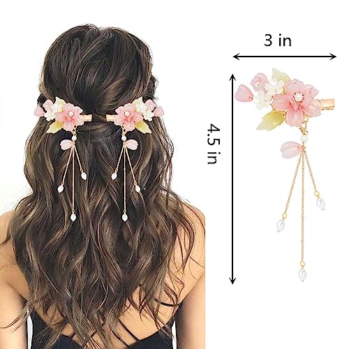 2 piezas pinzas para cabello flores rosas retro miniatura 2