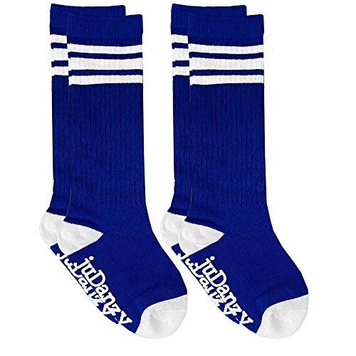 juDanzy Knee High Tube Socks for Boys, Girls, Baby, Toddler and Child (2 Pack) (2-4 Years, Blue 2 Pack)