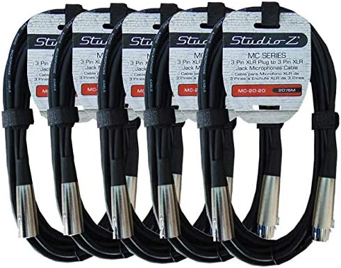 5 Pack Studio Z Microphone Cable 20 FT Mic XLR Cables Low Z Balanced Audio Male to Female Oxygen Free Braided Copper 3 Pin Built to Last (5 Pack 20ft)