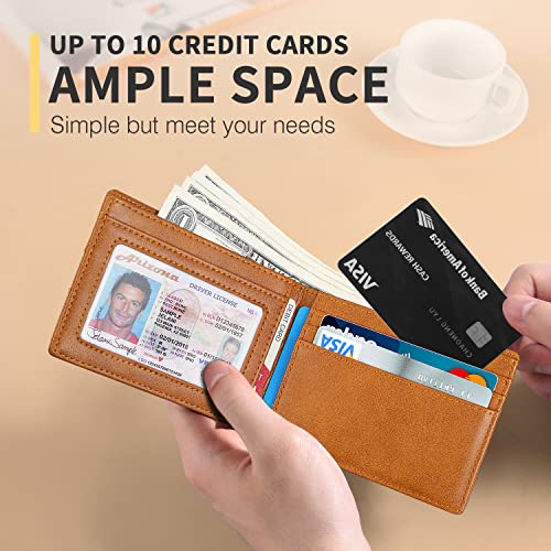 Image of RUNBOX Wallet for Men Slim Leather Bifold RFID Blocking Minimalist Front Pocket Design with Gift Box | Minimalist Front Pocket Design, Holds 8 Cards, RFID Protection, Gifts for Men on Birthdays, Father's Day, and Christmas