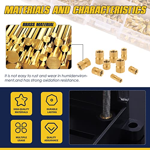 Bonost 500Pcs Threaded Inserts Kit M2 M3 M4 M5 - Female Thread Heat Set Insert, Brass Knurled Thread Insert Nuts For Plastic Injection Molding, 3D Printing (Metric) #TOP3