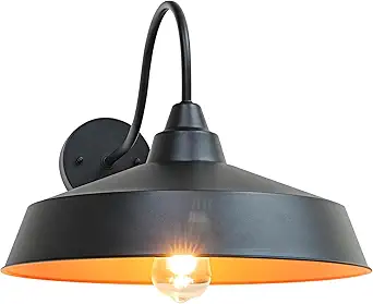 Outdoor Barn Light Farmhouse Gooseneck Light for Porch Entryway Garage Hallway, Exterior Wall Mount Lighting Fixture Classic Outside Wall Sconce Black Outside Wall Lantern