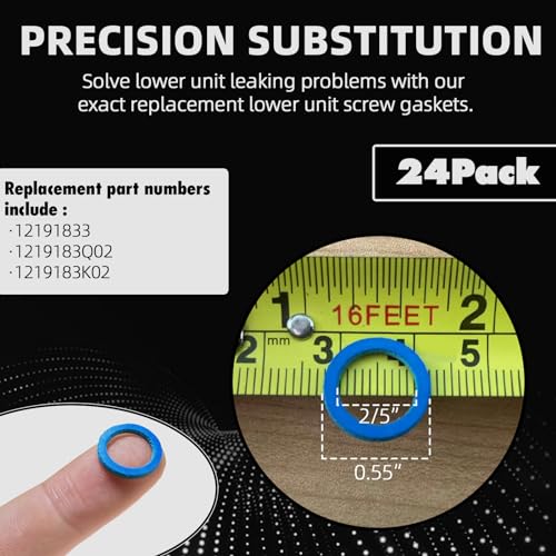 Image of TonGas (24-Pack, Blue) Lower Unit Drain Screw Gasket Compatible with 3 /8 inch-16 Drain Fill Screw, Marine Outboard Lower Unit Seals, Replacement for Most Non-Japanese Mercury Mariner Outboard & Mercruiser
