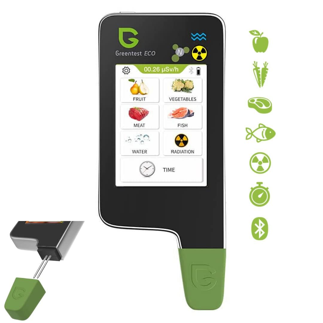 Greentest Eco 5 Testeur numérique de nitrate alimentaire 6 en 1, détecteur de rayonnement, compteur Geiger, compteur de qualité de l'eau, dureté TDS PPM, analyseur dosimètre pour légumes, fruits