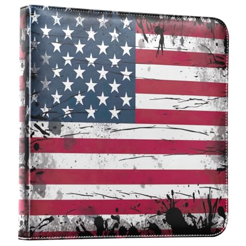 Álbum de fotos adhesivo DIY Scrapbook con diseño de bandera americana, 3 anillas, 40 páginas, tamaño 11.8 x 11.2 pulgadas miniatura 1