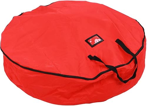 Miniatura 1 de Fydun Bolsa de almacenamiento roja decoración campana corona guirnalda contenedor impermeable a prueba de polvo rojo almacenamiento para la familia