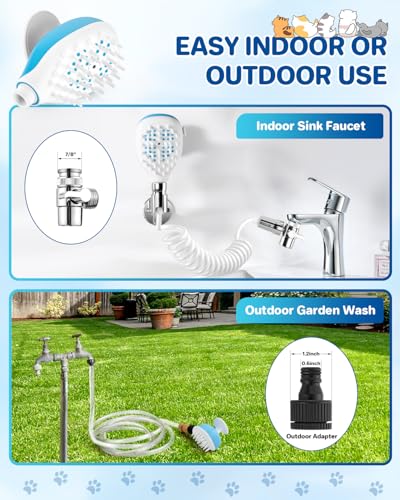 Sink Faucet Dog Shower Attachment – 2-in-1 Dog Shower Head, Bath Sprayer & Soap Dispenser, Pet Bath Brush, 79″ Dog Bathing Hose Shower Set for Tub Faucet, Indoor & Outdoor Sink Faucet Dog Shower Attachment – 2-in-1 Dog Shower Head, Bath Sprayer & Soap Dispenser, Pet Bath Brush, 79″ Dog Bathing Hose Shower Set for Tub Faucet, Indoor & Outdoor