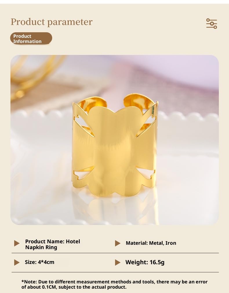Rondde de Serviette Lotde 50 Rondsde Serviette Creux Et Symétriques Dorés Parfaits pour Les Cadeauxde Mariagede Dîner du Nouvel an Ou Autres Occasions Spécialesa L'Hôtel