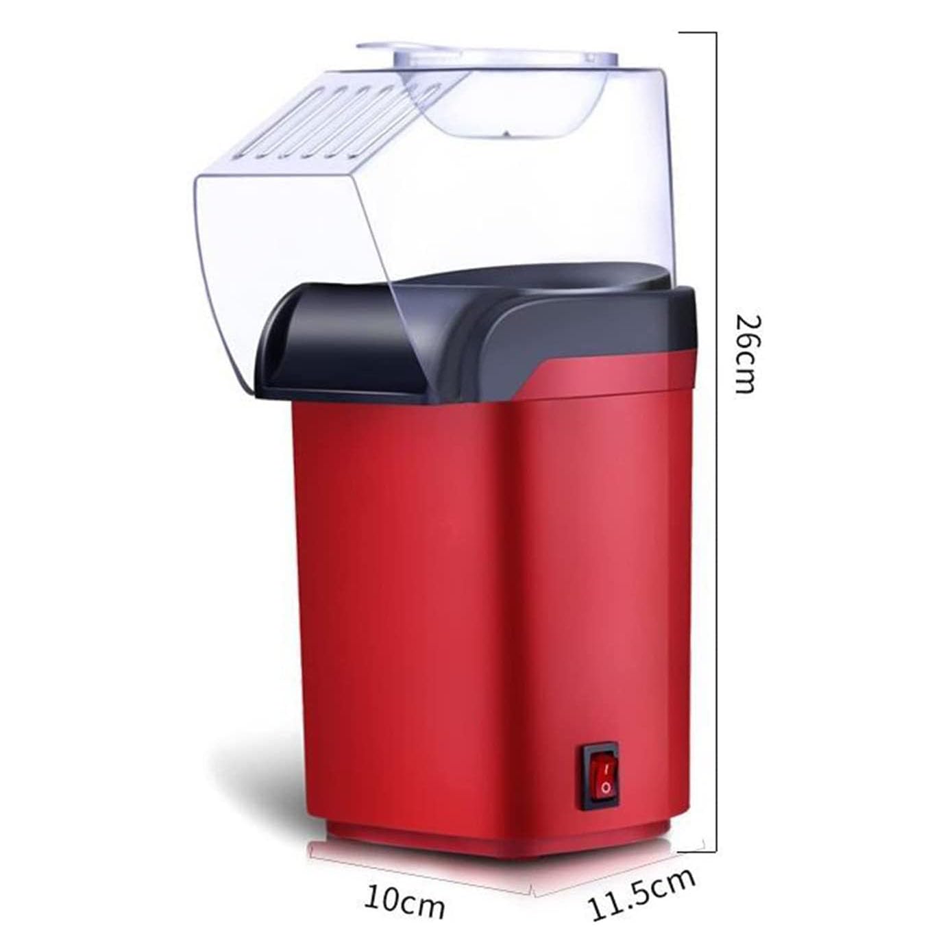 Macchina per Popcorn Portatile, Macchina per Popcorn ad Aria Calda da 1200 W Senza Bisogno di Olio, per Famiglia, Festa, con misurini,Rosso