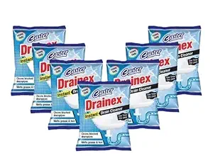 CASTER Drainex Drain Cleaner Powder Removes Blockages in Pipes, Sinks And Septic Tanks (50 Gram) - Pack Of 7